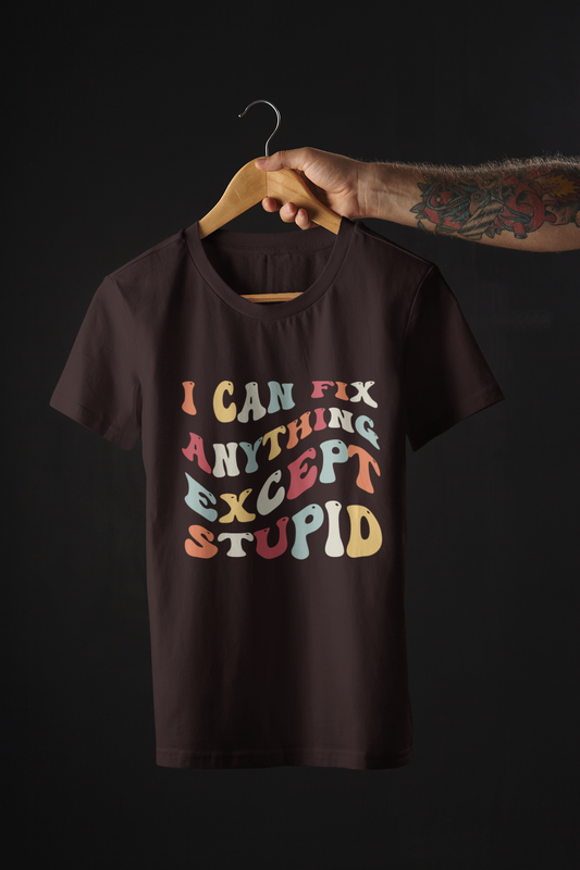 Anti-Social Typography Brown Round Neck T-Shirt